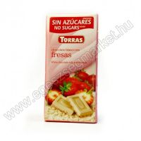 Torras gluténmentes fehércsokoládé eper édesítőszerrel 75 g